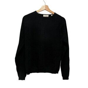 Lord & Taylor Black Two-Ply Cashmere Crewneck Soft Warm Knit Top Women's Sweater